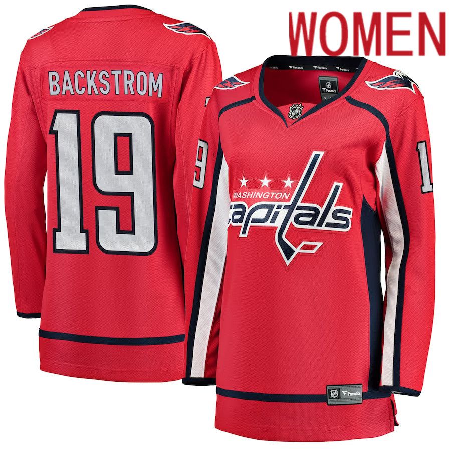 Women Washington Capitals 19 Nicklas Backstrom Fanatics Branded Red Home Breakaway Player NHL Jersey
